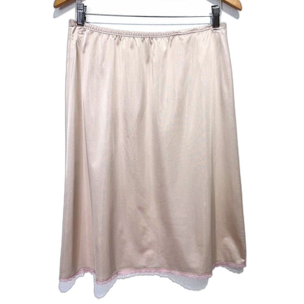 Vintage JC Penny Womens Nude  NylonAntron III Half Slip w/Lacy Decor  Large READ